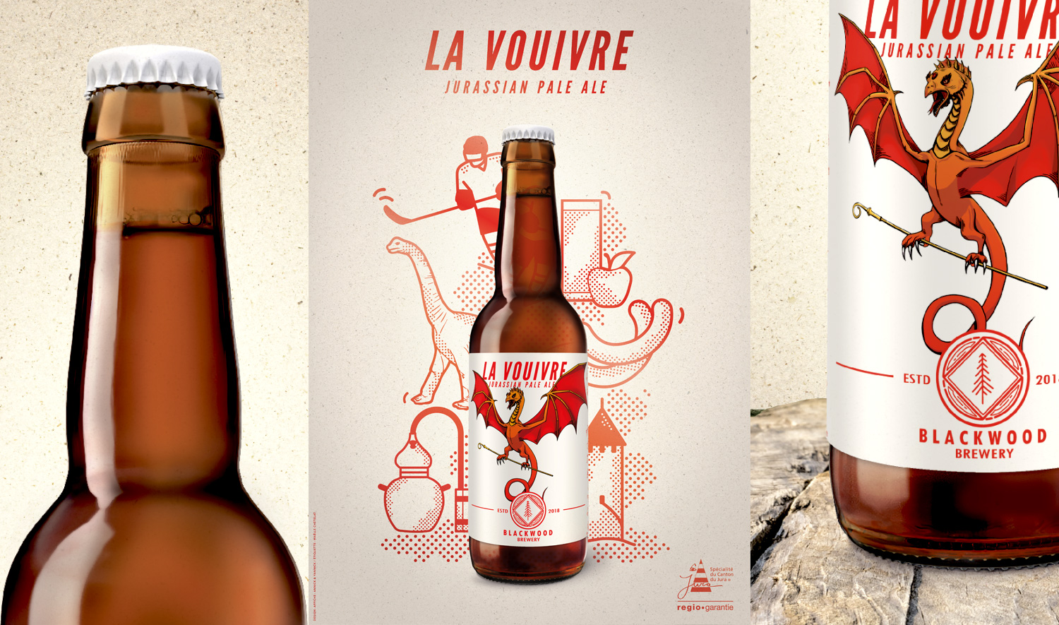 La Vouivre. Jurassian Pale Ale by Blackwood Brewery, Porrentruy, Jura. Product imaging and Poster Design by Annick & Yannick.