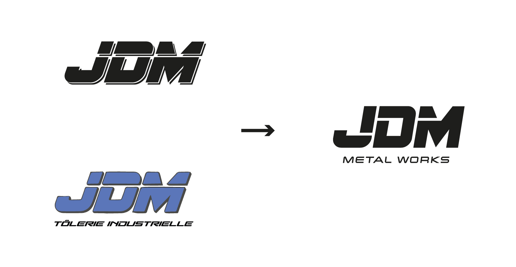 Logo JDM. Metal works. Courrendlin. Jura. Design Annick & Yannick. Delémont. Basel.