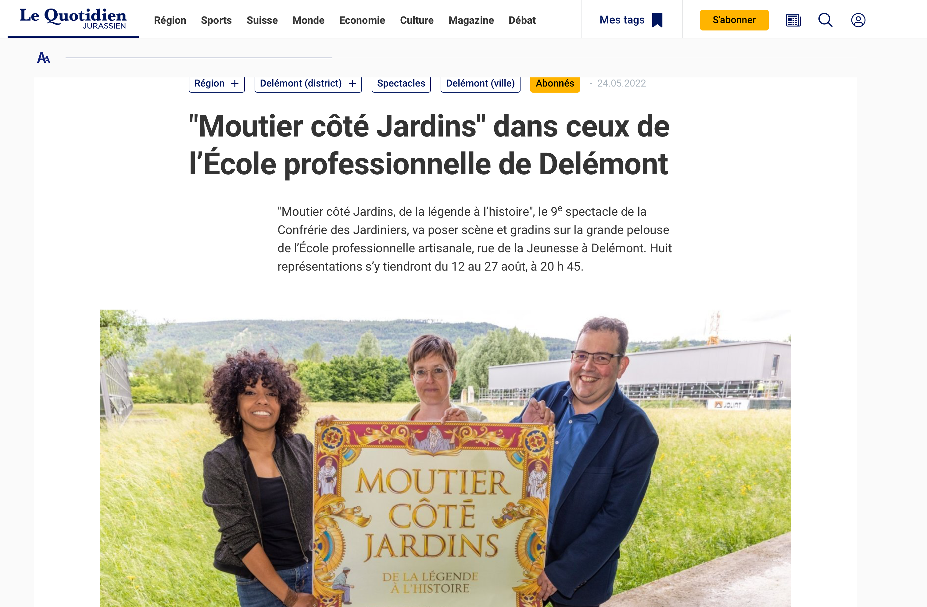 Affiche du spectacle "Moutier côté Jardins".