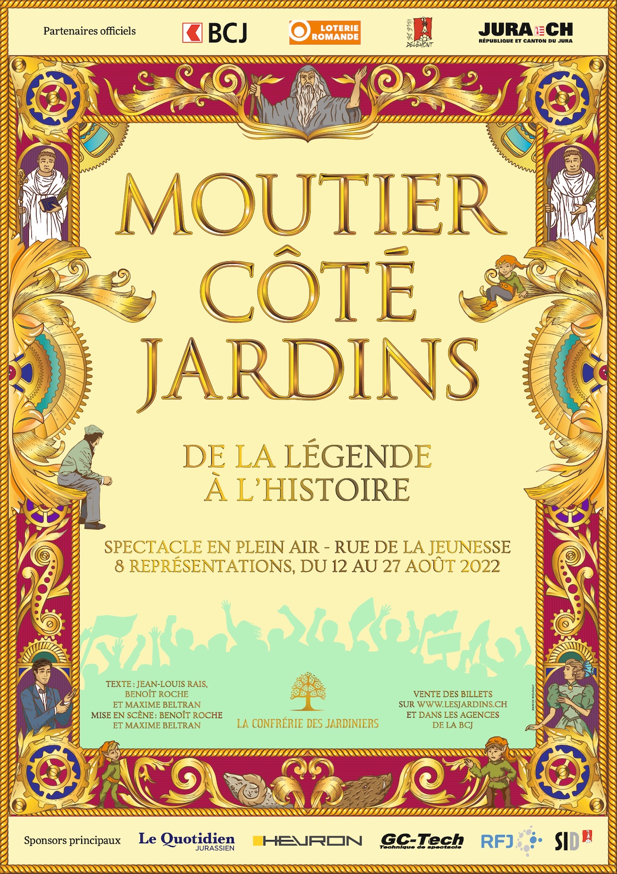 "Moutier côté Jardins" poster. La Confrérie des Jardiniers. Delémont. Annick & Yannick.