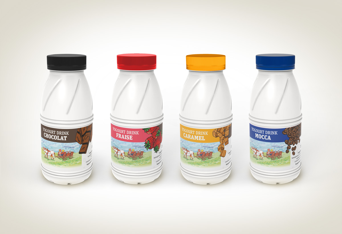 Design packaging de la gamme de yogourt drinks de l'Association Broquet-Leuenberger.