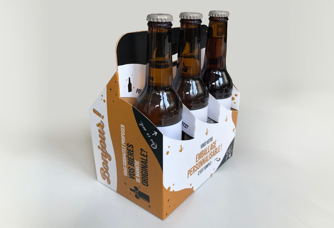 Design d'un coffret de bières pour Roos Emballages SA. Annick & Yannick Designers.