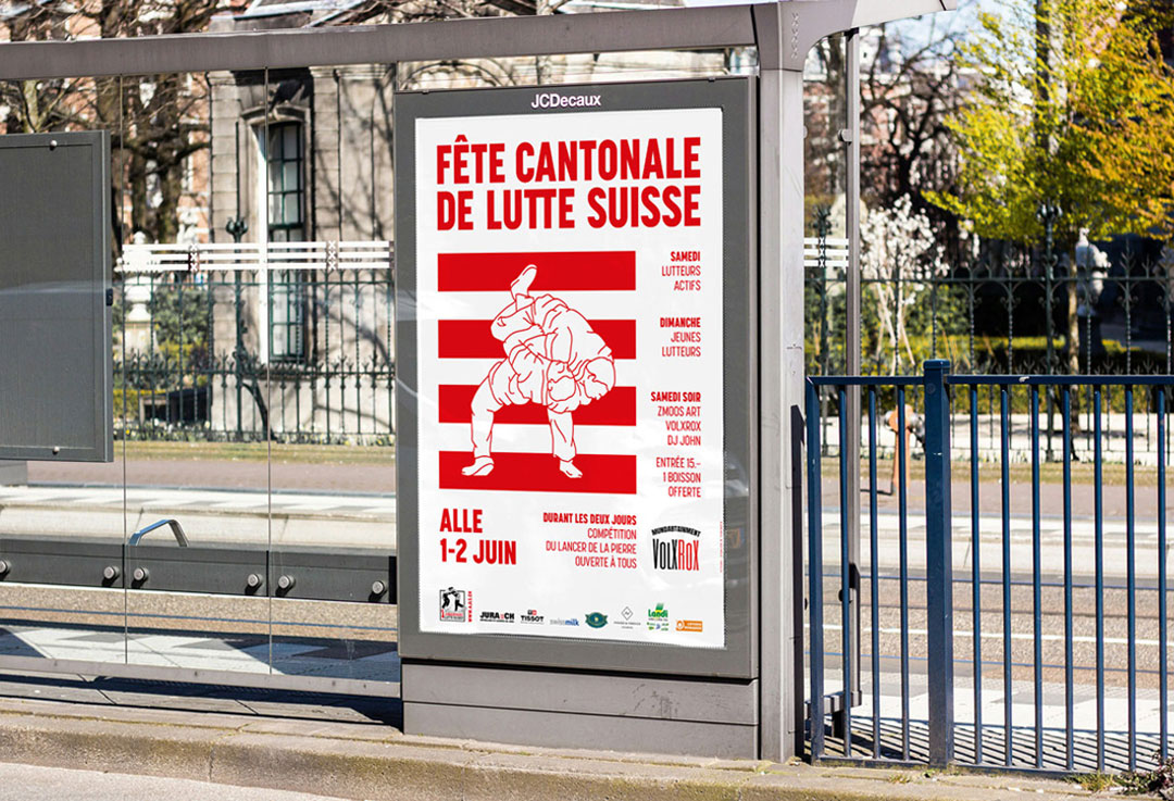 Affiche de la Fête cantonale de lutte suisse 2024, Jura.