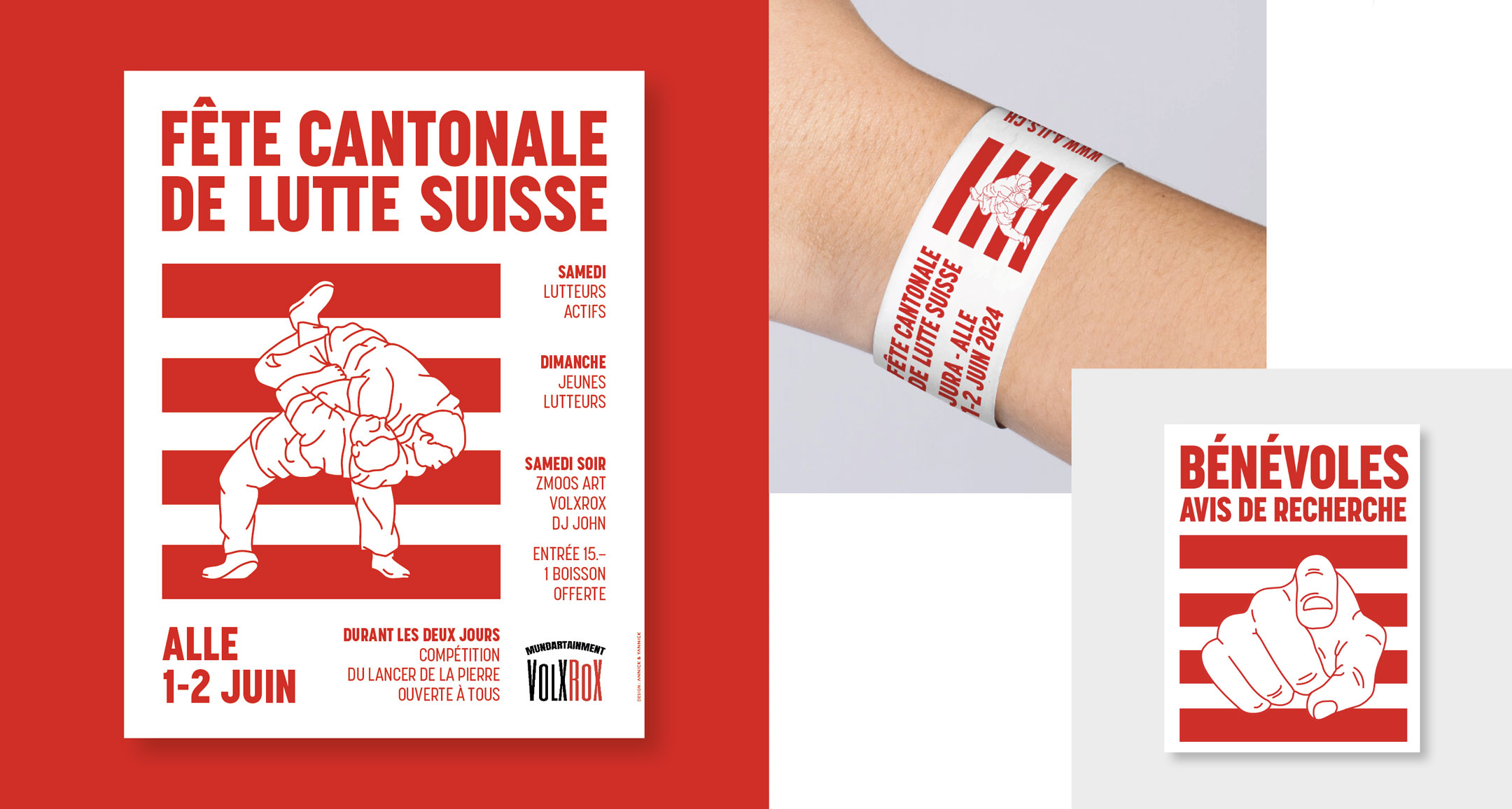 Supports graphiques. Fête cantonale de lutte suisse 2024, Jura.